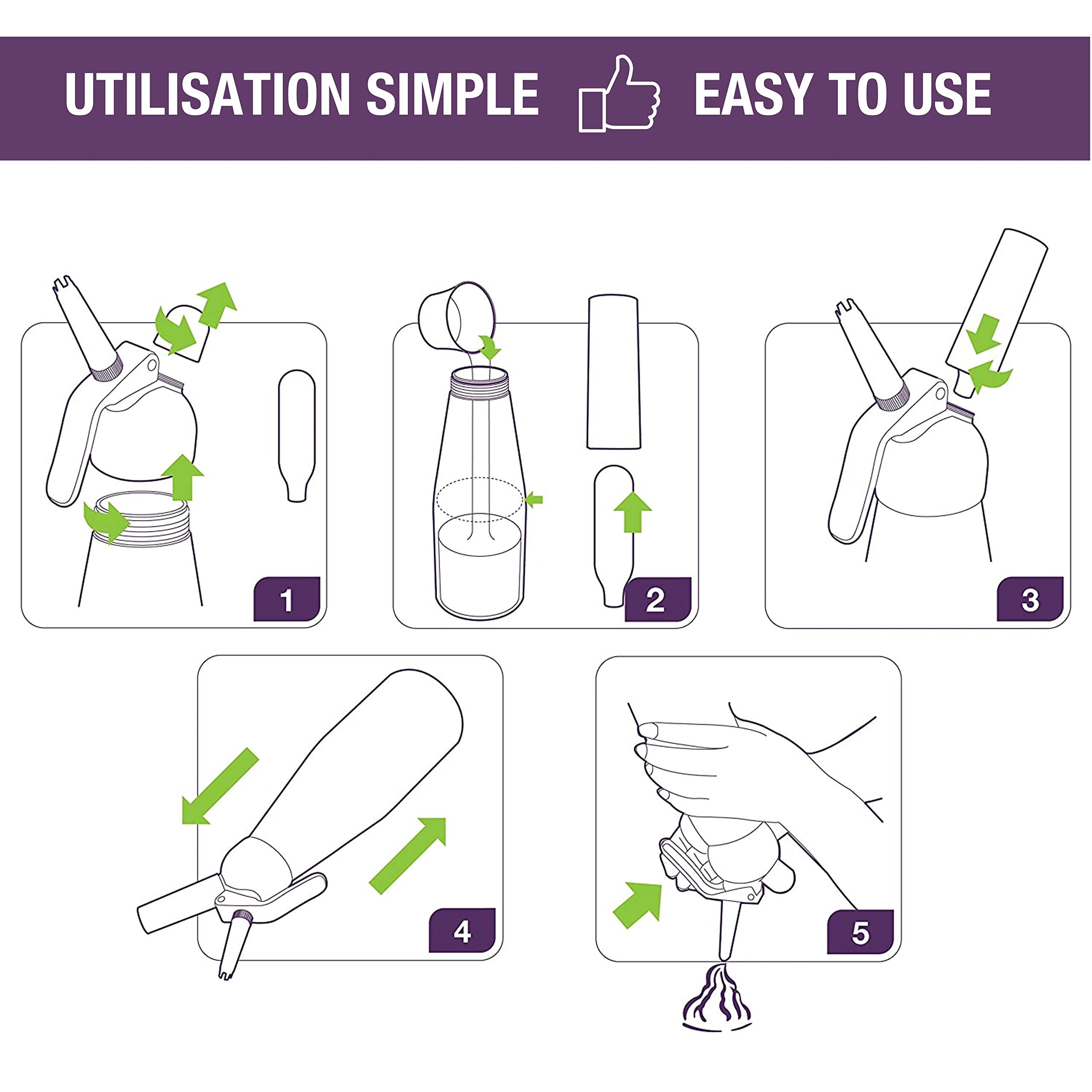mastrad-sauce-mixers-siphon-chantilly-0-3-l-aluminium-3-embouts image 3