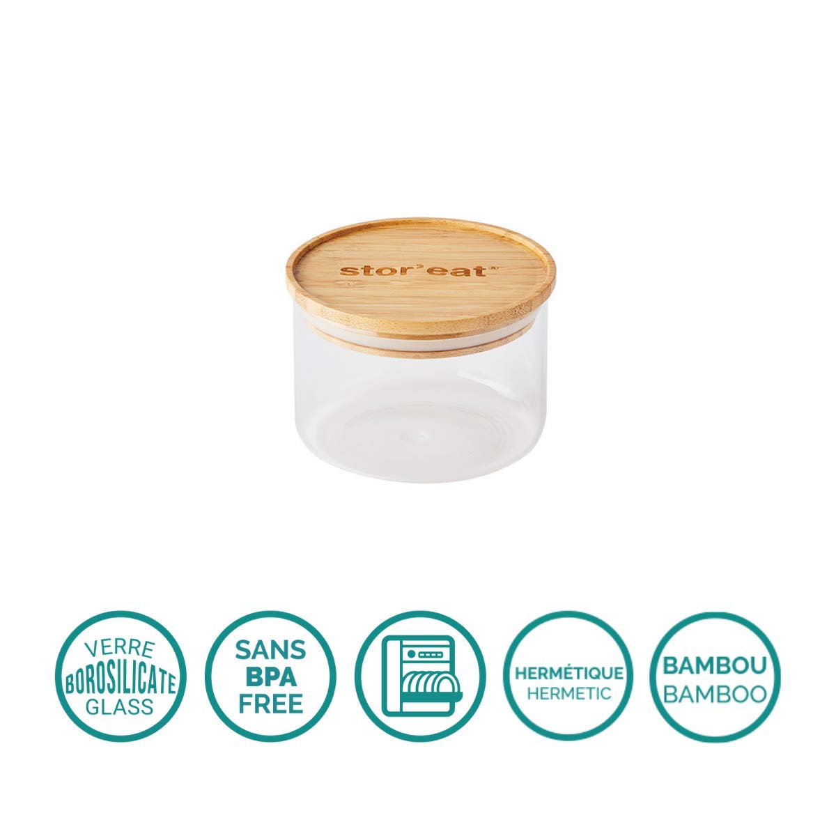 mastrad-stor-eat-bocal-verre-400-ml-bambou-herm-tique image 2