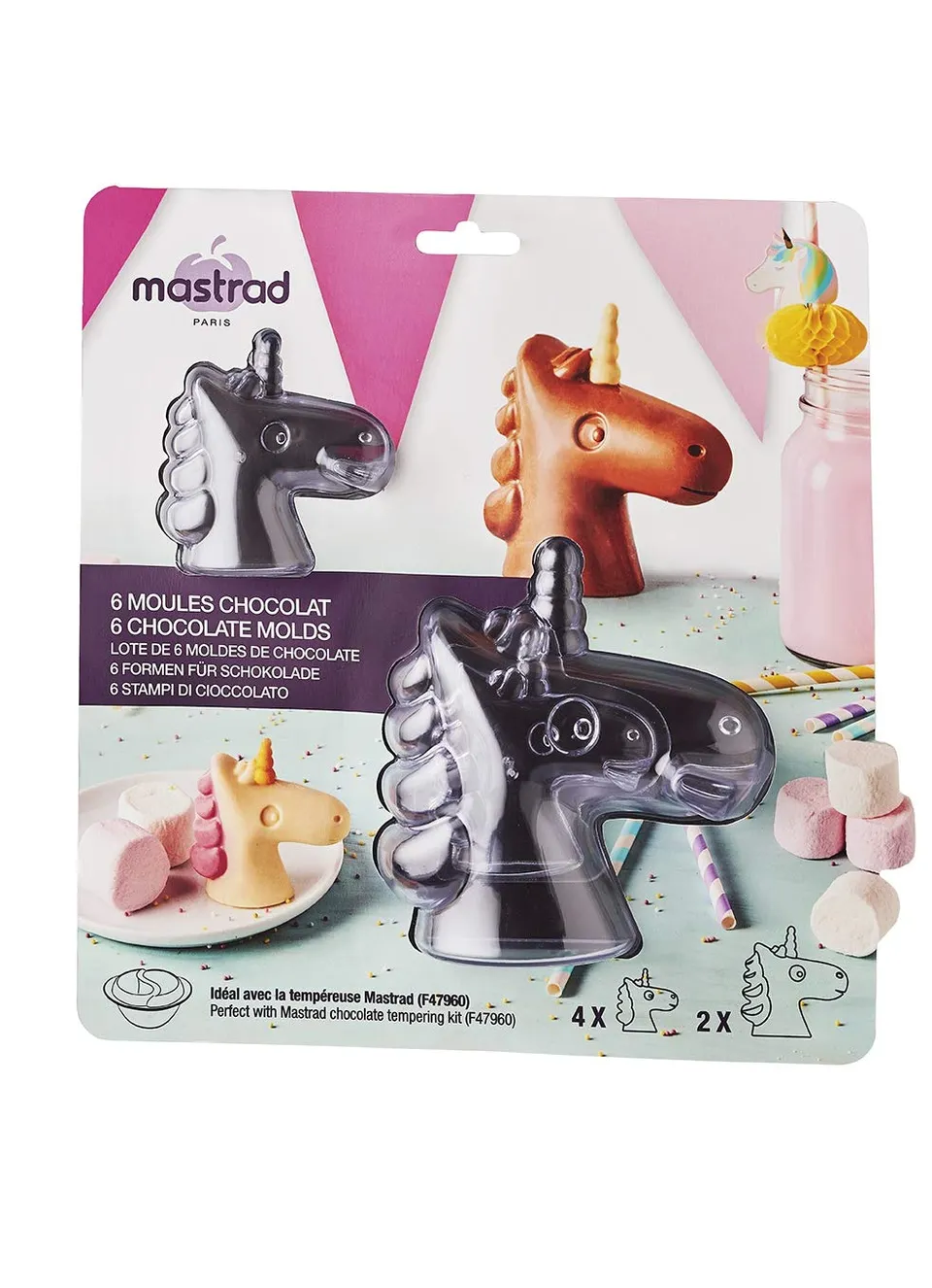 mastrad-baking-molds-lot-6-moules-licornes-chocolat image 1