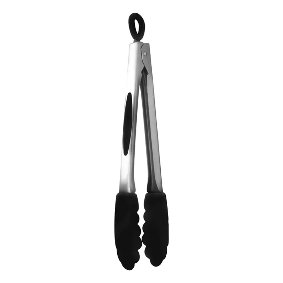 mastrad-kitchen-utensils-pince-cuisine-silicone-noir-30-cm-inox image 1