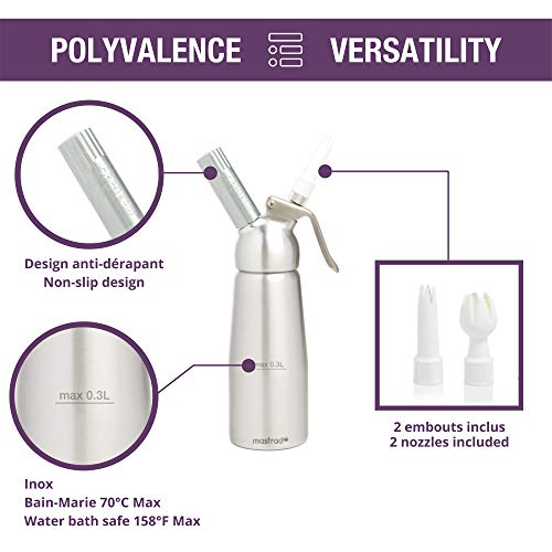 mastrad-sauce-mixers-siphon-chantilly-0-3-l-aluminium-3-embouts image 7