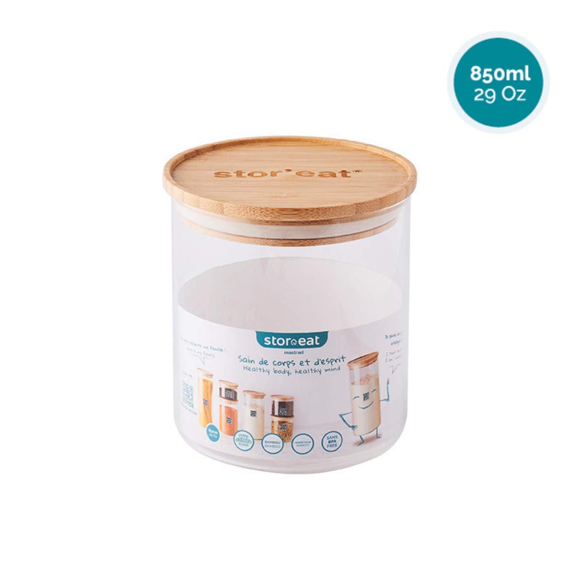 mastrad-stor-eat-bocal-verre-850-ml-bambou-herm-tique image 3